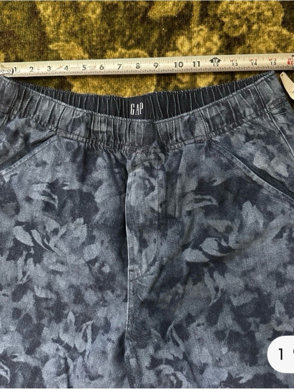 GAP Blue Floral Wide Leg Pants M Petite Elastic Waist NWT - Picture 4 of 7